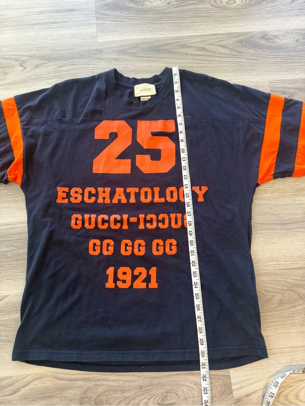 Gucci Navy and Orange '25 Eschatology' Short Sleeve Tee